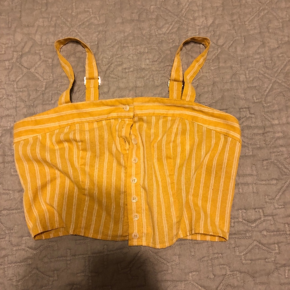 Yellow and white stripped cropped tank